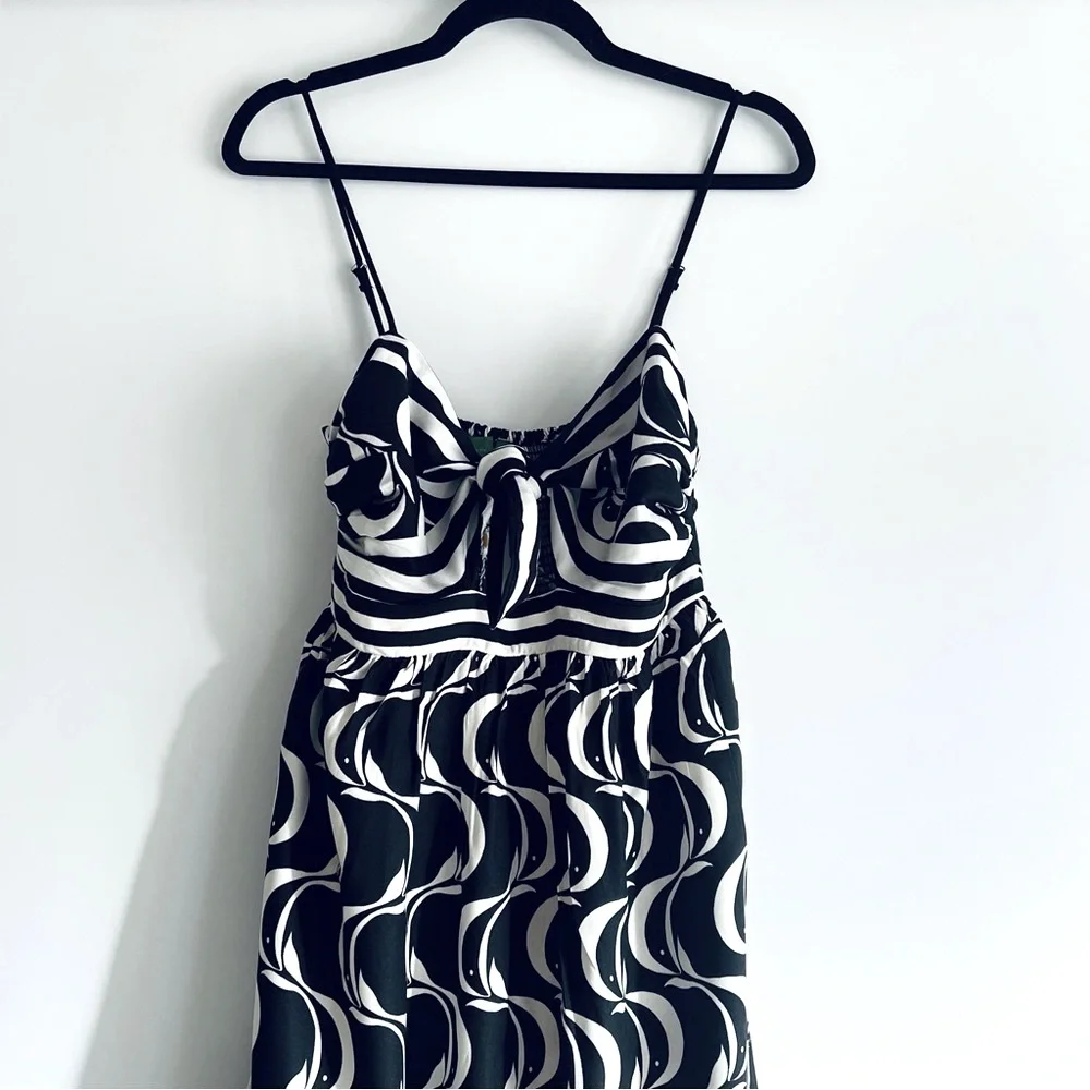 FARM Rio Brazil Copacabana Sidewalks Print Monochrome Midi Dress Size M (Medium) - Picture 7 of 16